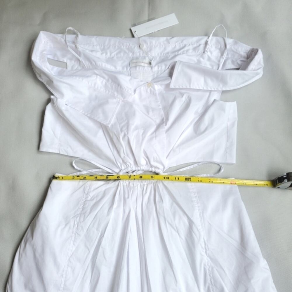 NWT$500 Jonathan Simkhai White Ansley Off-The-Shoulder Shirt Midi Dress Sz Large - Picture 10 of 16